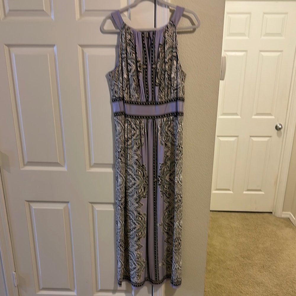 Studio One Black and White Halter Maxi Sundress